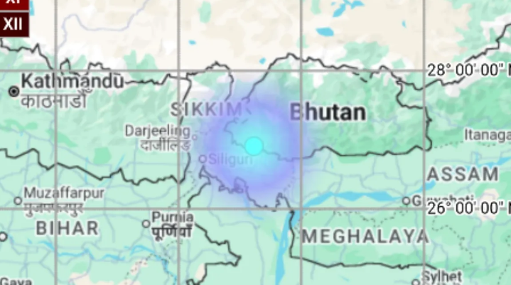भूटान में महसूस किए गए भूकंप के झटके (फोटो सोर्स- एनसीएस)
